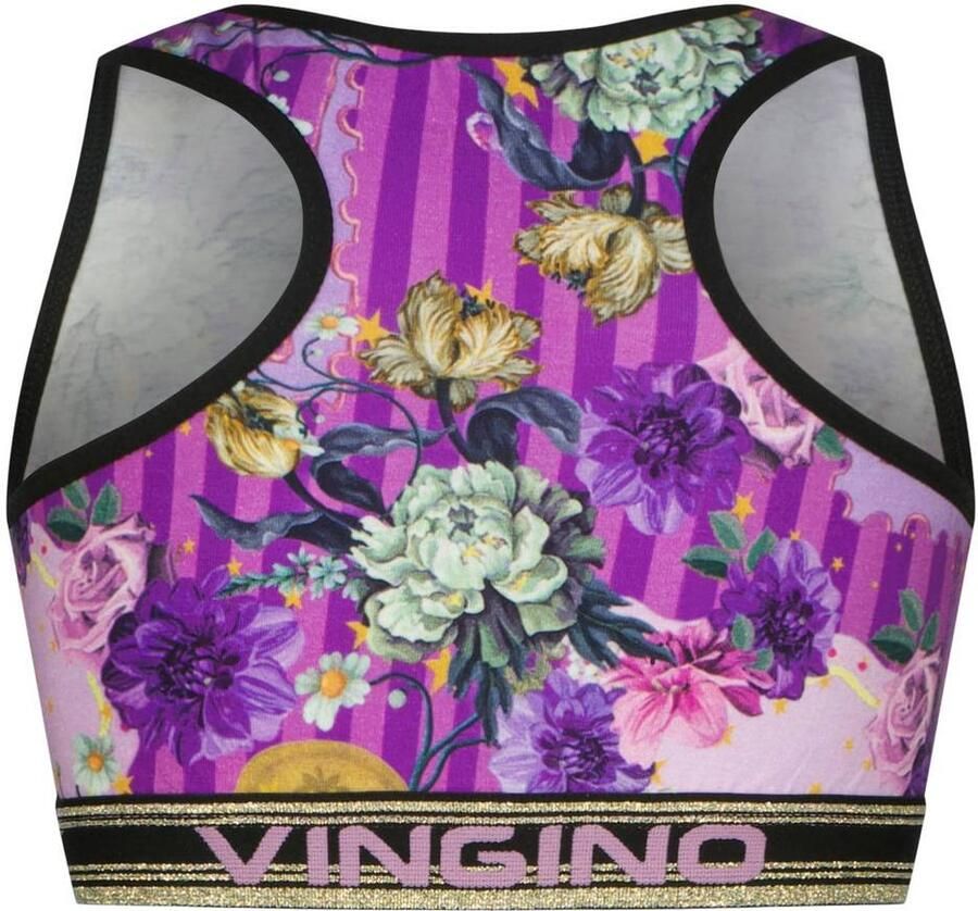 Vingino bh tops en hipsters met print deep purple (set van 3) Top + short Paars Meisjes Stretchkatoen Ronde hals - Foto 2