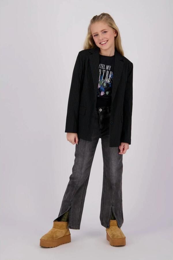 Vingino blazer Tristy met krijtstreep zwart - Foto 4
