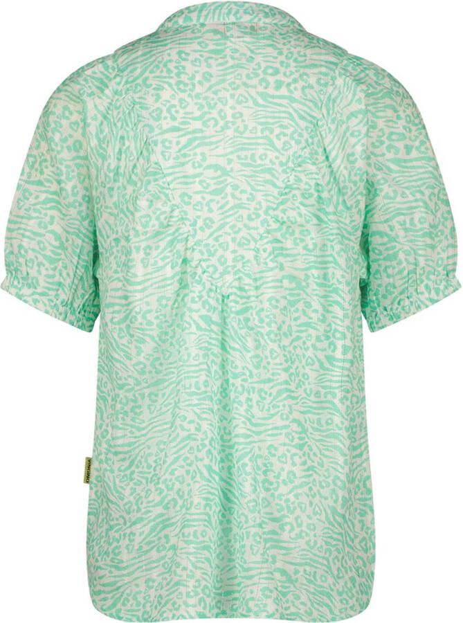 VINGINO blouse Lirette met all over print mintgroen wit Meisjes Katoen Mao kraag 140