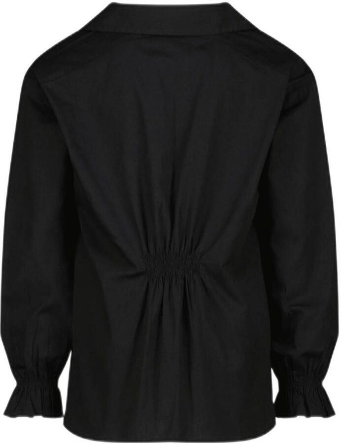 VINGINO blouse Lolely met ruches zwart Meisjes Katoen Button down Effen 104