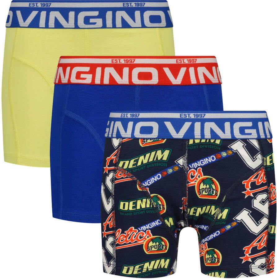 Vingino boxershort blauw geel multicolor (set van 3)