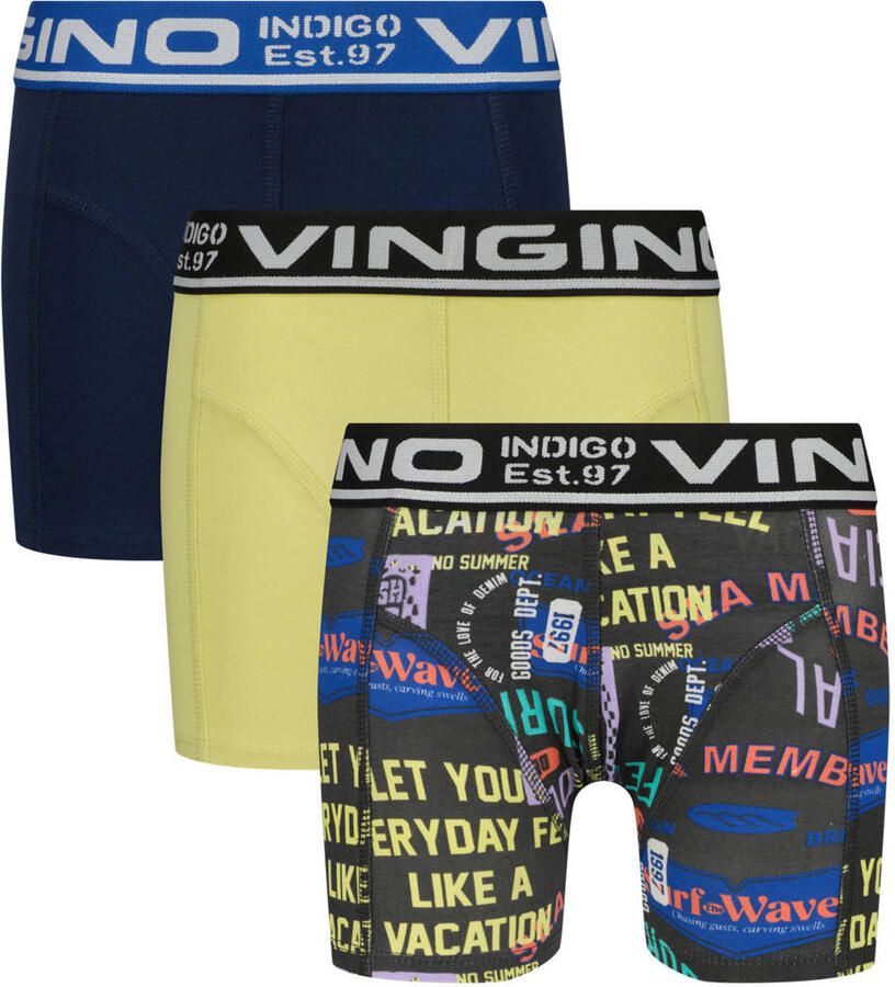 Vingino boxershort donkerblauw geel (set van 3)