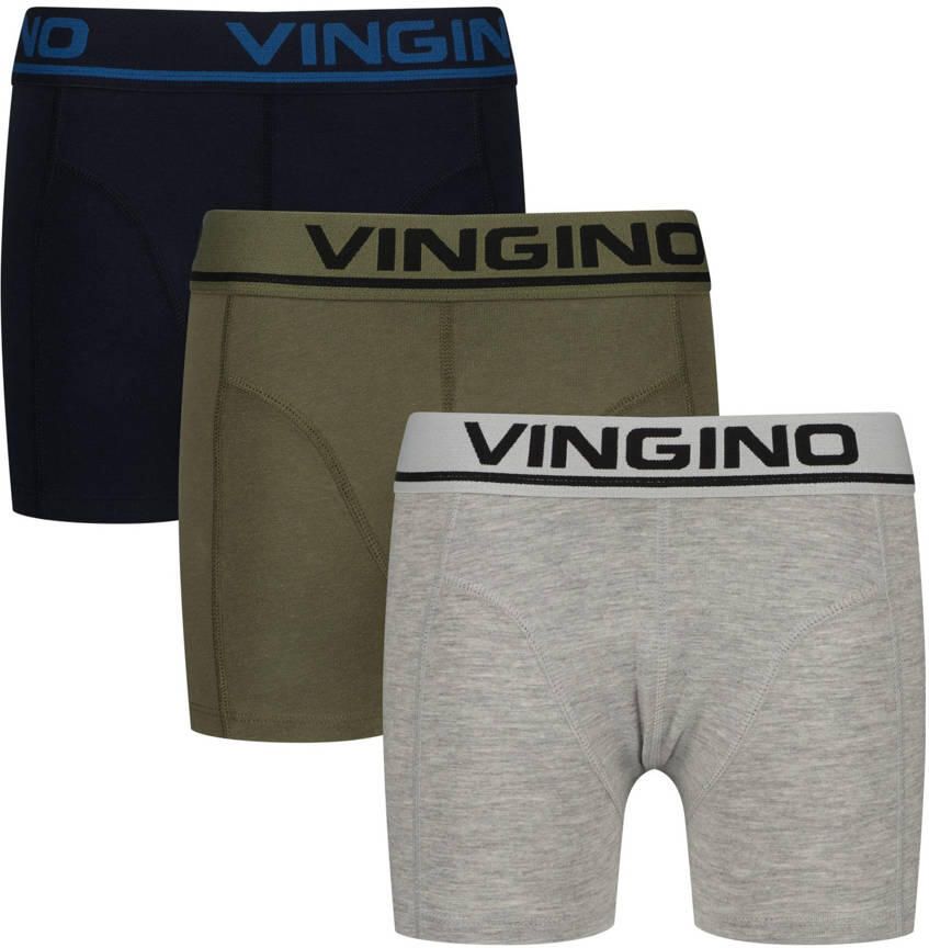 Vingino boxershort grijs melange groen donkerblauw (set van 3)