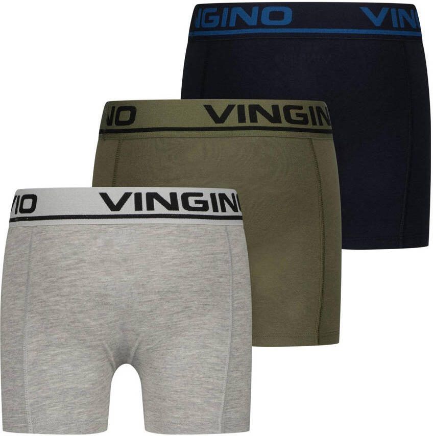 Vingino boxershort grijs melange groen donkerblauw (set van 3) - Foto 2