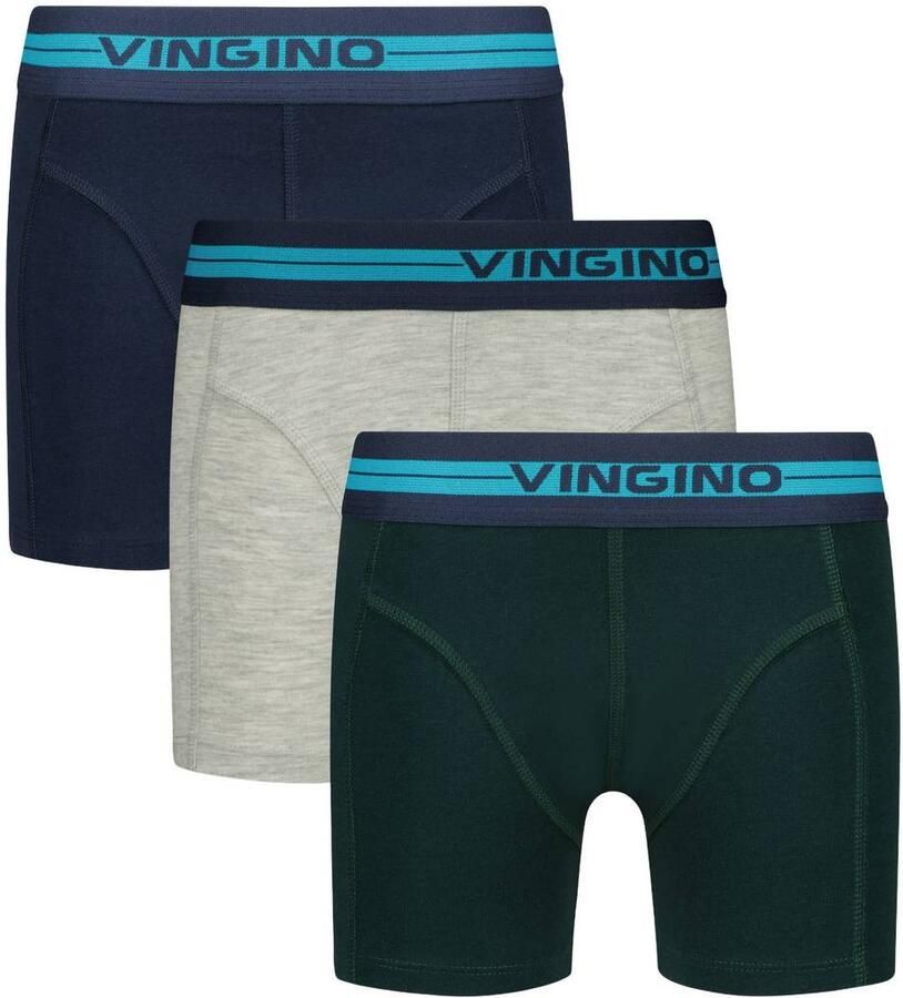 Vingino boxershorts meerkleurig (set van 3) Groen Jongens Stretchkatoen