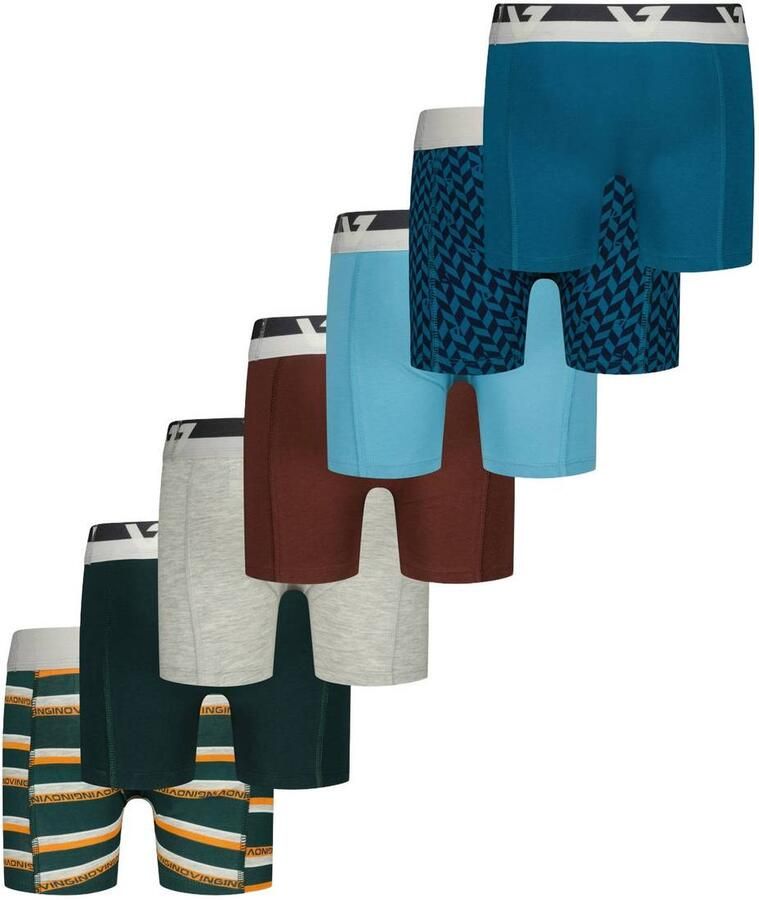 Vingino boxershorts meerkleurig (set van 7) Blauw Jongens Stretchkatoen - Foto 3