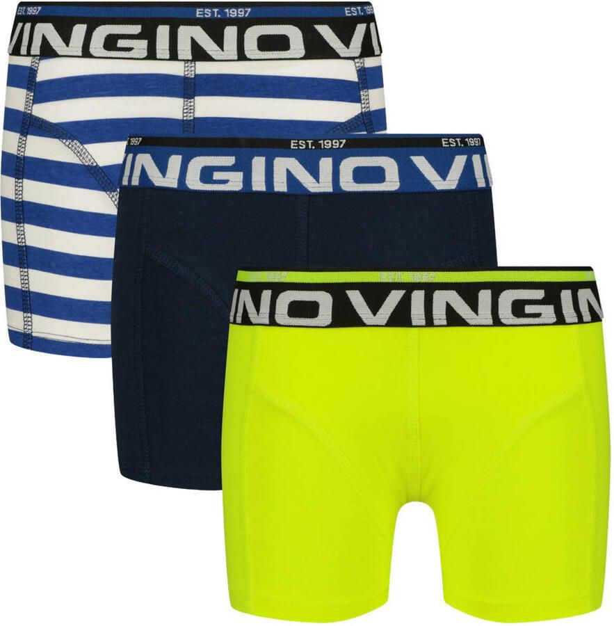 Vingino boxershorts met print blauw geel (set van 3)