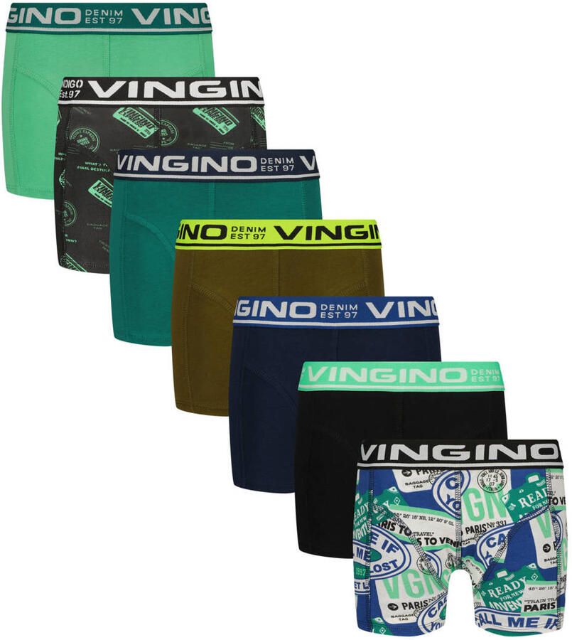 Vingino boxershorts met print groen (set van 7)