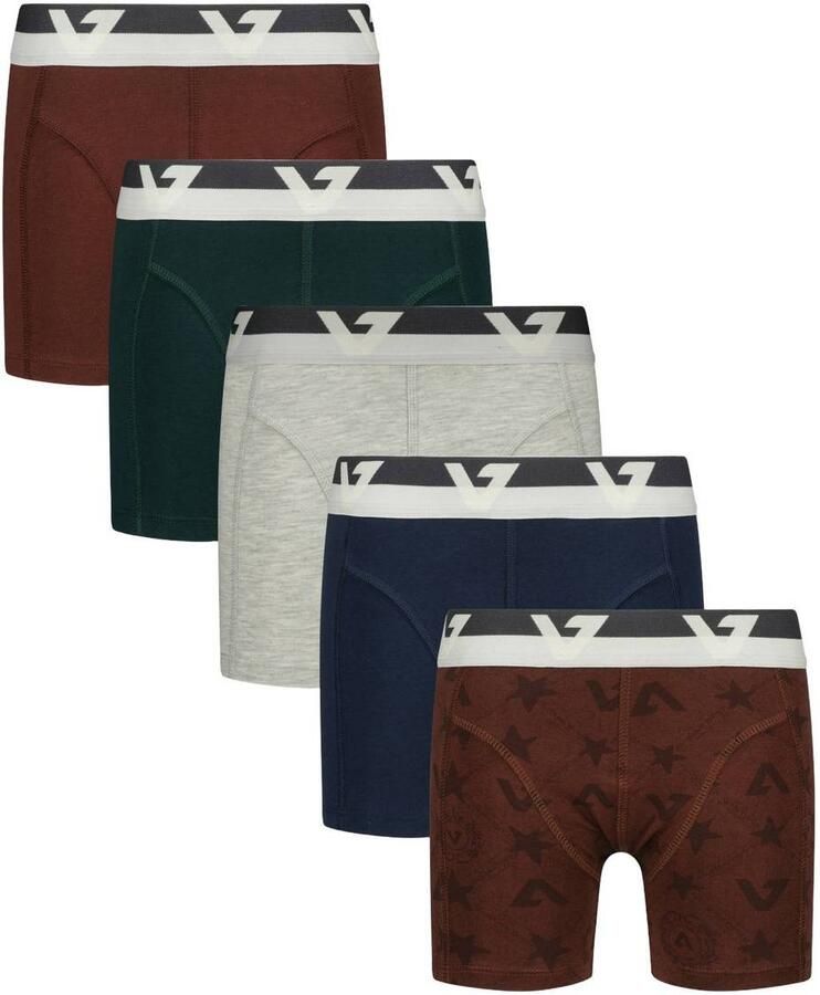 Vingino boxershorts (set van 5) Blauw Jongens Stretchkatoen Meerkleurig