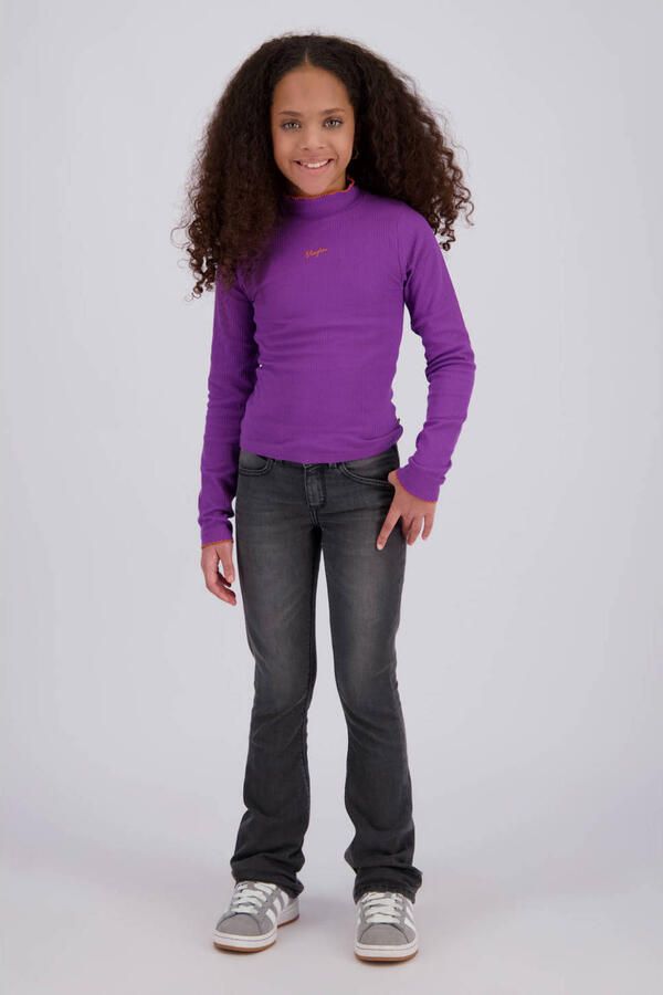 Vingino Britte flared jeans grijs Meisjes Katoen Effen