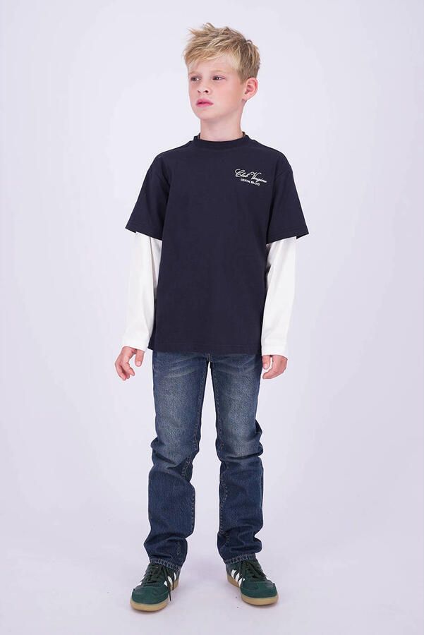 Vingino Bruno regular fit jeans donkerblauw Jongens Denim Effen