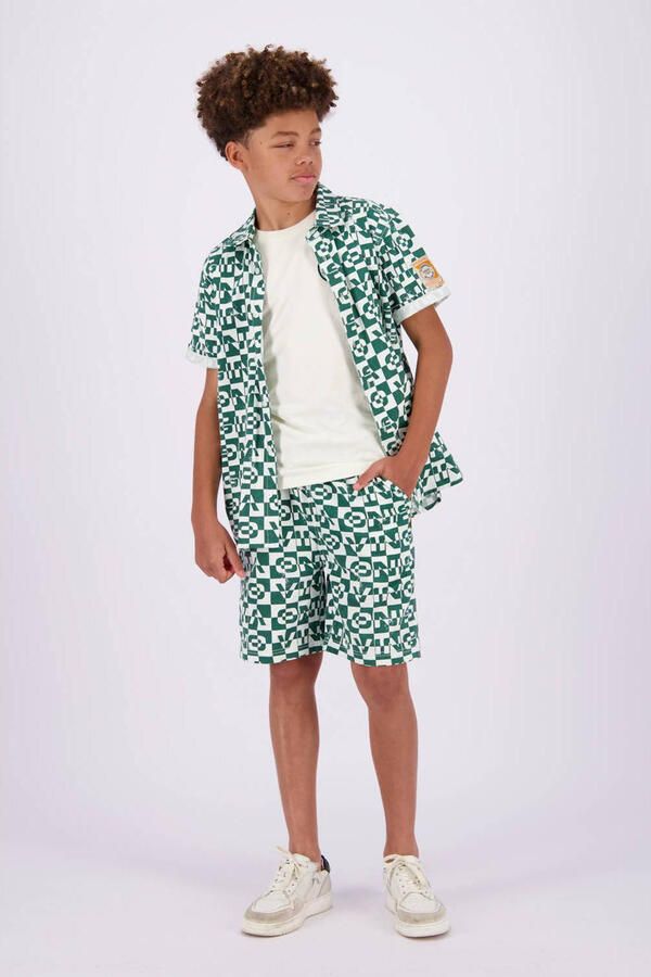 VINGINO casual short Rafie met all over print flessengroen wit Korte broek Jongens Katoen 176 - Foto 2
