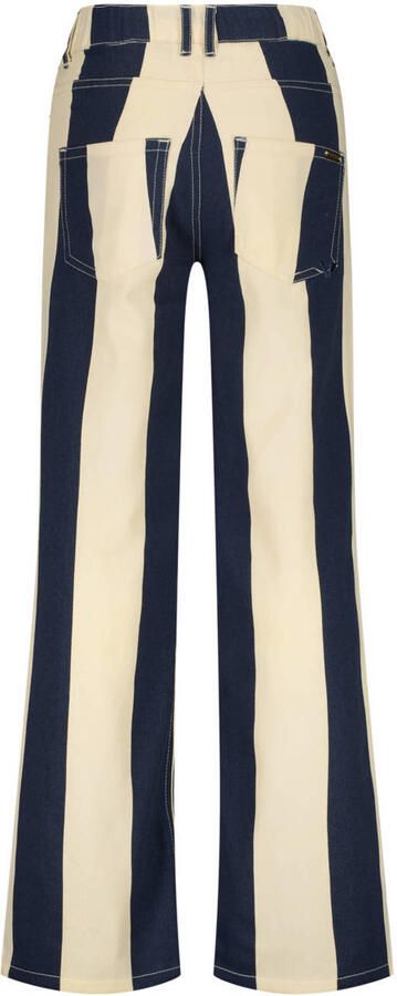 Vingino Cato Stripe high waist wide leg gestreepte jeans donkerblauw - Foto 2