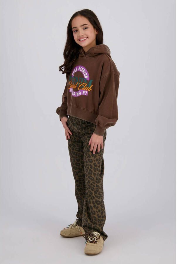 Vingino Cato wide leg jeans met panterprint bruin - Foto 2