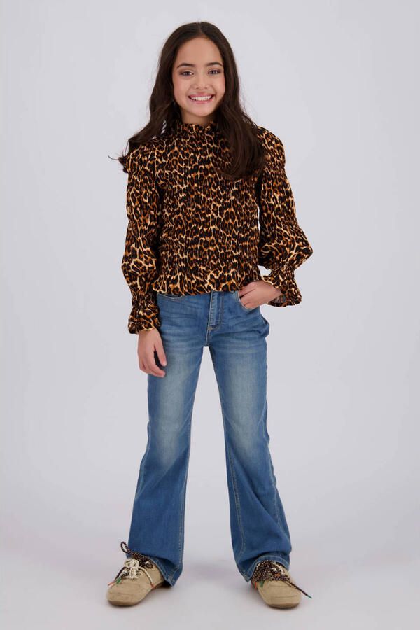 Vingino Claire straight leg jeans mid blue wash Blauw Meisjes Denim Effen