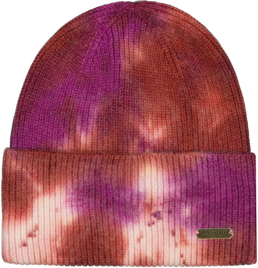 Vingino fijn gebreide muts paars bruin