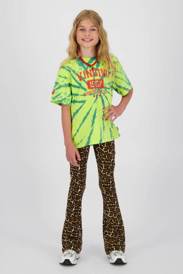Vingino flared broek met panterprint bruin