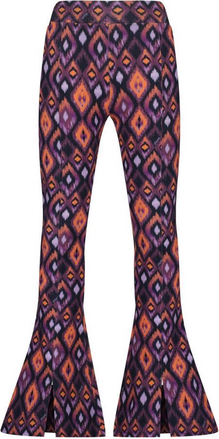 VINGINO flared broek Samina met all over print paars multicolor Meisjes Stretchkatoen 164