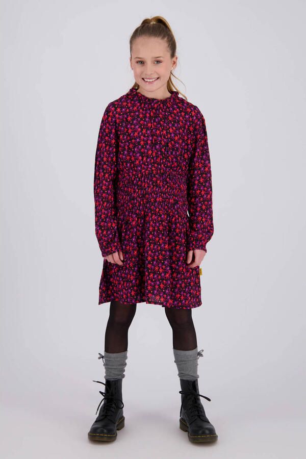Vingino gebloemde midi jurk zwart rood paars Meisjes Viscose Ronde hals - Foto 1