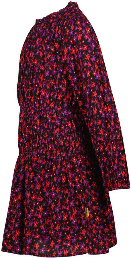 Vingino gebloemde midi jurk zwart rood paars Meisjes Viscose Ronde hals - Foto 3