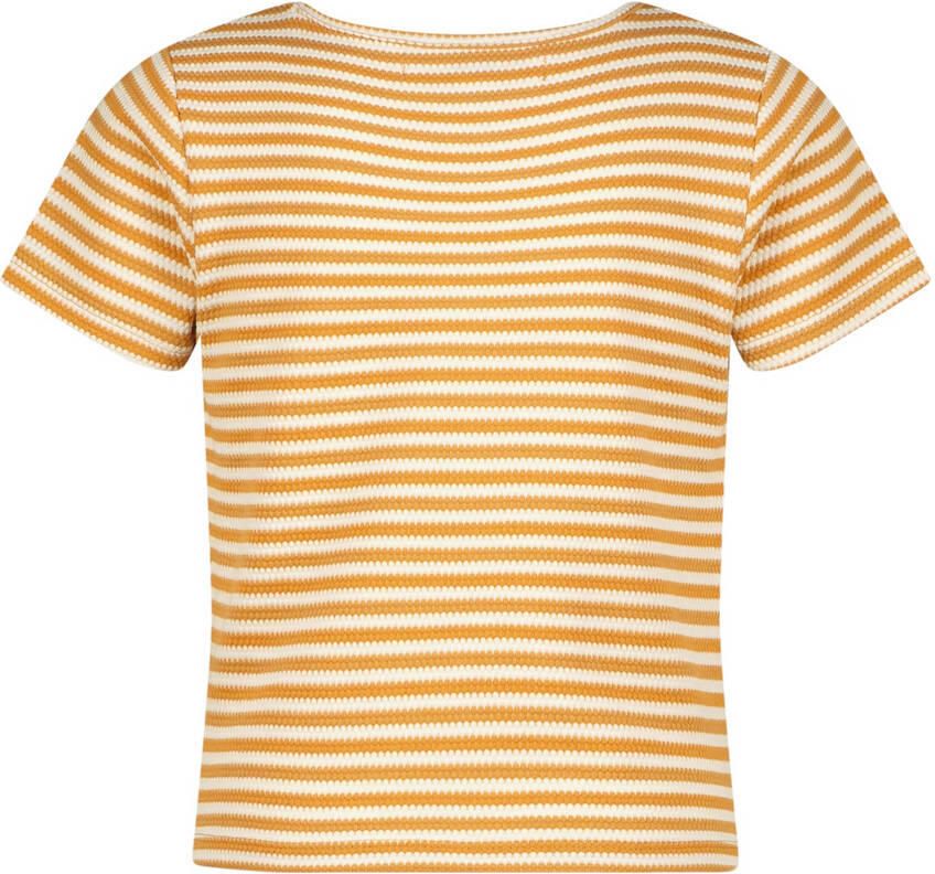 VINGINO gestreept T-shirt Ireen lichtbruin ecru Top Meisjes Polyester Ronde hals 128