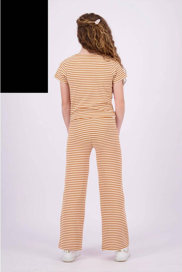 VINGINO gestreept T-shirt Ireen lichtbruin ecru Top Meisjes Polyester Ronde hals 128 - Foto 3