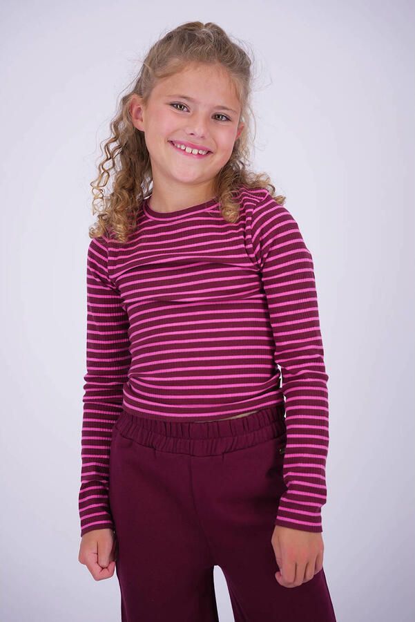 Vingino gestreepte longsleeve donkerrood roze