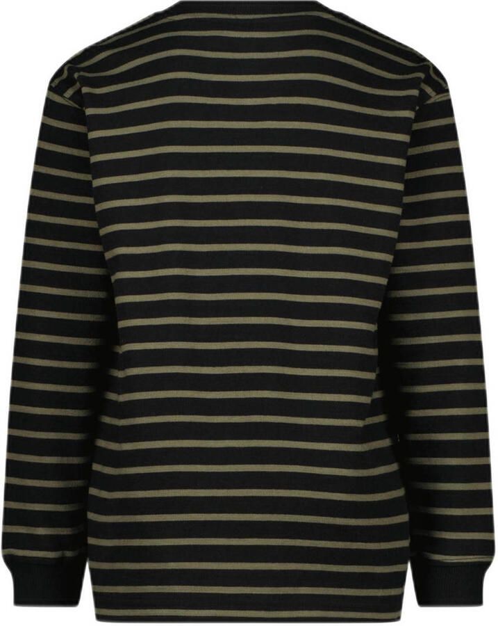 VINGINO gestreepte longsleeve Jaq zwart bruin Jongens Katoen Ronde hals 164