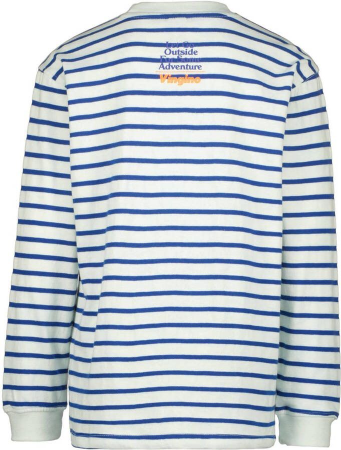 VINGINO gestreepte longsleeve Jilfon blauw wit Jongens Katoen Ronde hals 104 - Foto 2