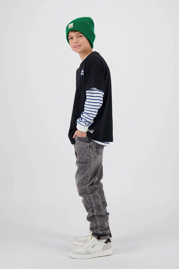 VINGINO gestreepte longsleeve Jilfon blauw wit Jongens Katoen Ronde hals 104 - Foto 3