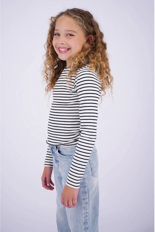 Vingino gestreepte longsleeve zwart offwhite - Foto 3