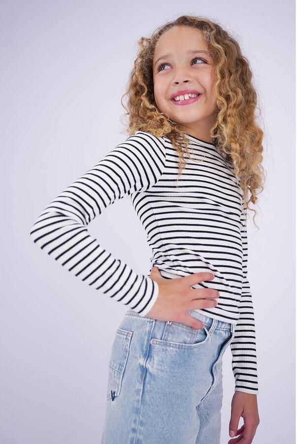 Vingino gestreepte longsleeve zwart offwhite - Foto 2