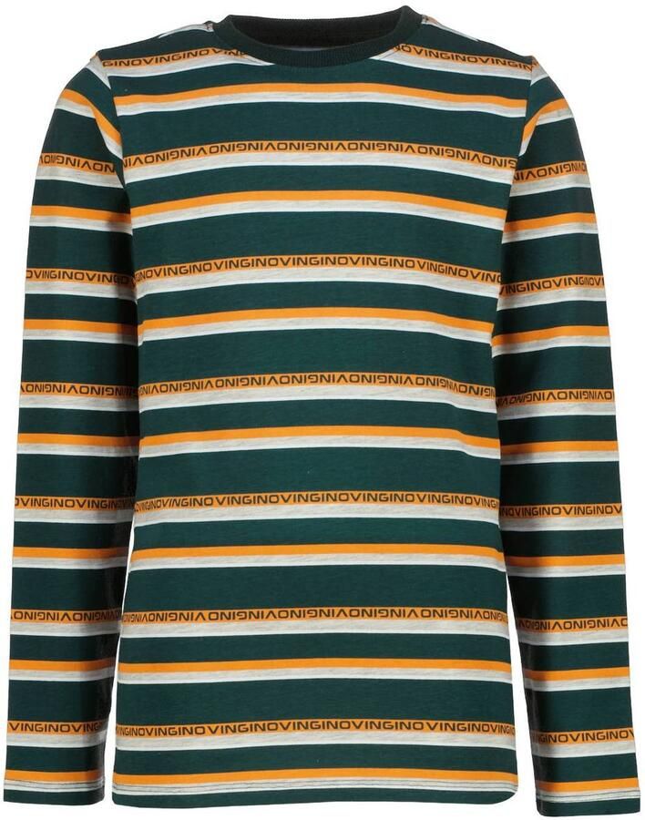 Vingino gestreepte pyjama scarab green Groen Jongens Stretchkatoen Ronde hals - Foto 2
