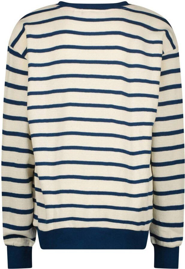 VINGINO gestreepte sweater Nemo ecru donkerblauw Jongens Katoen Ronde hals 104 - Foto 2
