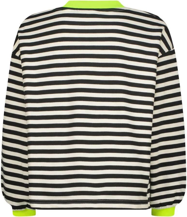 Vingino gestreepte sweater zwart ecru neongeel Streep - Foto 2