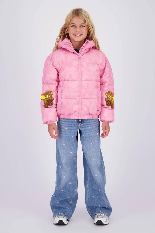 Vingino gewatteerde winterjas met print roze