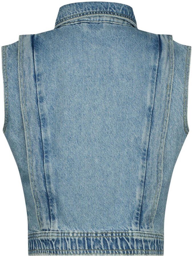 VINGINO gilet Taira light vintage Blauw Meisjes Denim Klassieke kraag Effen 176