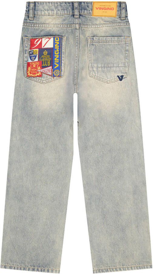 Vingino Gino label relaxed fit straight leg jeans lichtblauw - Foto 3