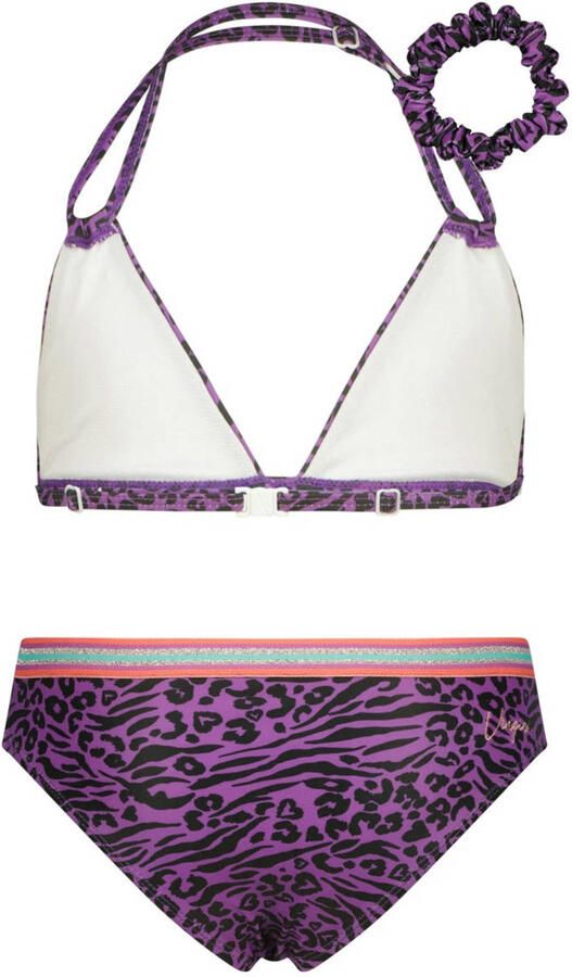 VINGINO halter bikini Zabrina met scrunchie paars Meisjes Polyester Panterprint 116 - Foto 2