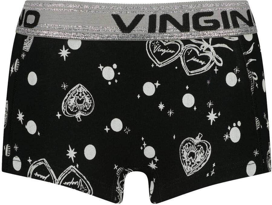 Vingino hipsters met print deep black (set van 4) Slip Zwart Meisjes Stretchkatoen - Foto 3