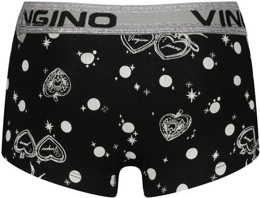 Vingino hipsters met print deep black (set van 4) Slip Zwart Meisjes Stretchkatoen - Foto 2