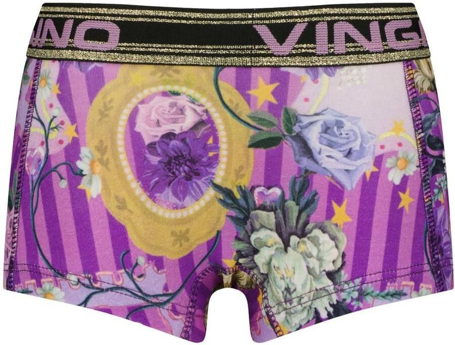 Vingino hipsters met print deep purple (set van 7) Slip Paars Meisjes Stretchkatoen