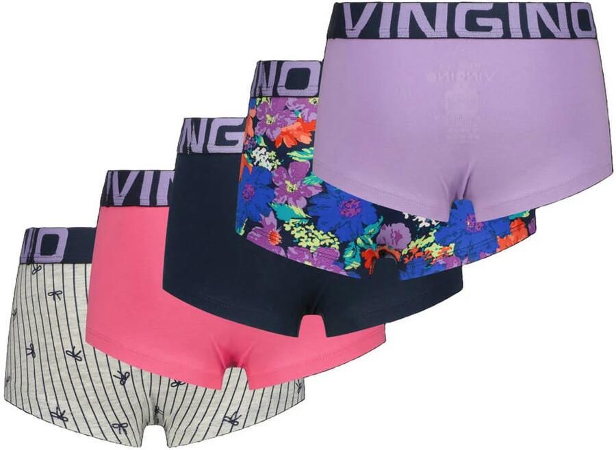 Vingino hipsters met print donkerblauw multicolor (set van 5) Slip Meisjes Stretchkatoen - Foto 3