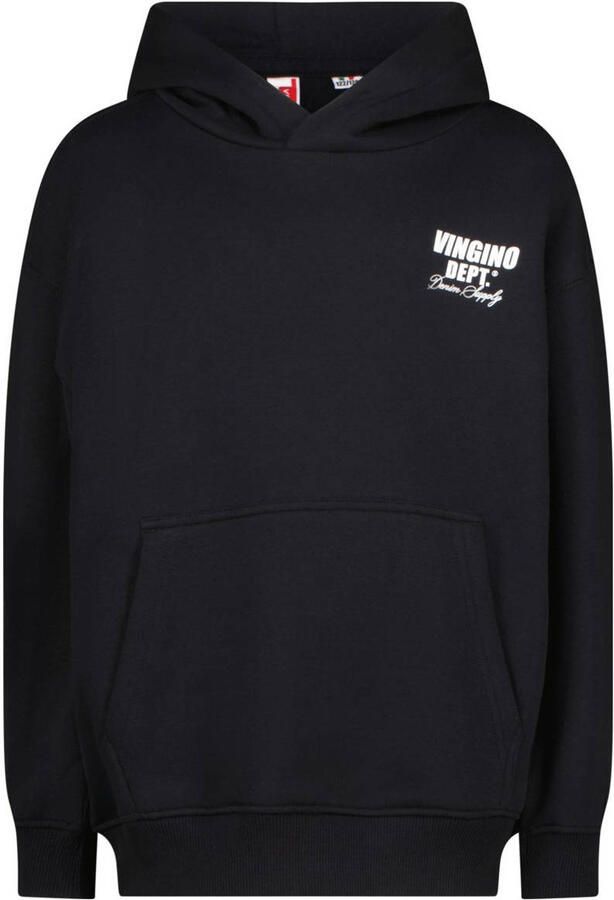 VINGINO hoodie Basic met printopdruk zwart Sweater Printopdruk 128