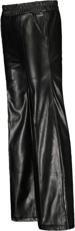 Vingino imitatieleren wide leg casual broek zwart