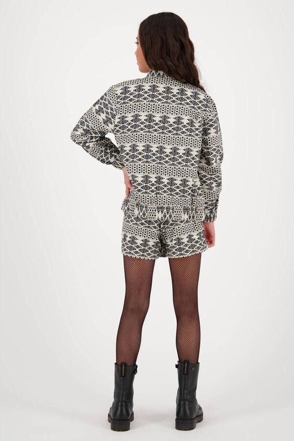 VINGINO jasje Tayla met all over print zwart beige Meisjes Katoen Opstaande kraag 104 - Foto 2