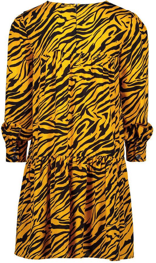 VINGINO jurk met zebraprint geel Meisjes Viscose Ronde hals Zebraprint 128 - Foto 2