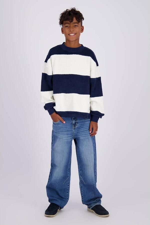 Vingino Keaton baggy jeans mid blue wash Blauw Jongens Denim Effen