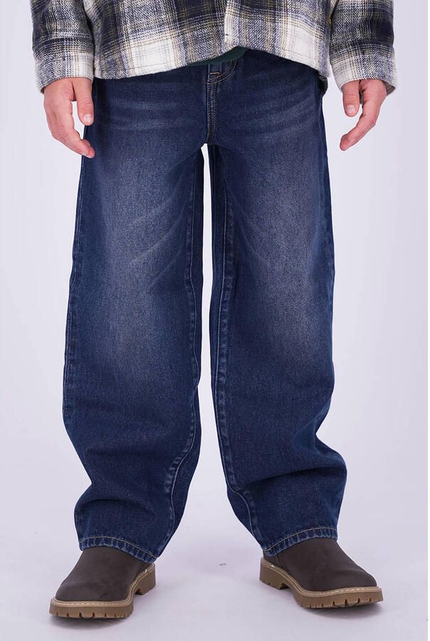 Vingino Kent baggy jeans dark blue denim Blauw Effen