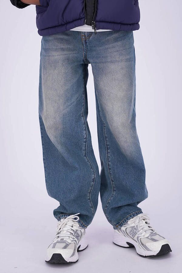 Vingino Kent baggy jeans medium blue denim Blauw Effen